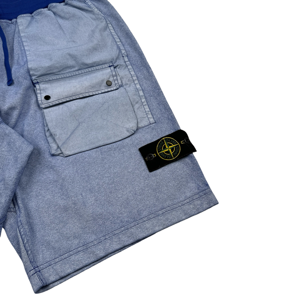 Stone Island 2019 Blue Tela Placcata Cotton Shorts - XXL