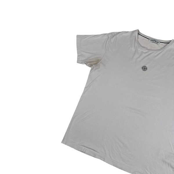 Stone Island White Reflective Spellout T Shirt - XL