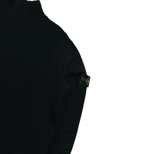 Stone Island 90s Vintage Black Wool Mock Neck Pullover Jumper - XL