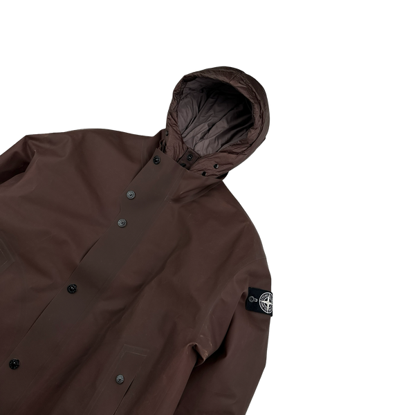 Stone Island 2023 Brown Special Process Poly Strata Down Lined Ice Jacket - Large