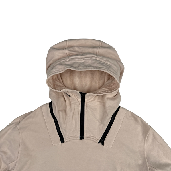 Stone Island 2022 Misty Rose Zip Off Hood Pullover Cotton Jumper - Large