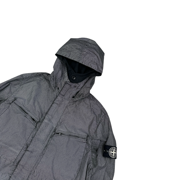 Stone Island 2016 Black Silver Pixel Reflective Hooded Jacket - Large