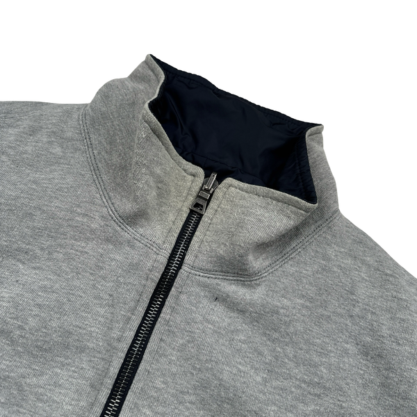 Prada Black Tab Navy Nylon/Grey Fleece Reversible Jacket - 3XL