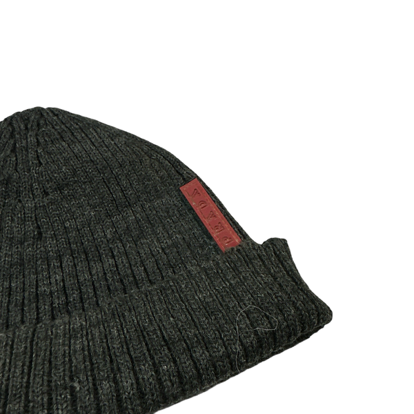 Prada Tab Charcoal Wool Spellout Tab Beanie