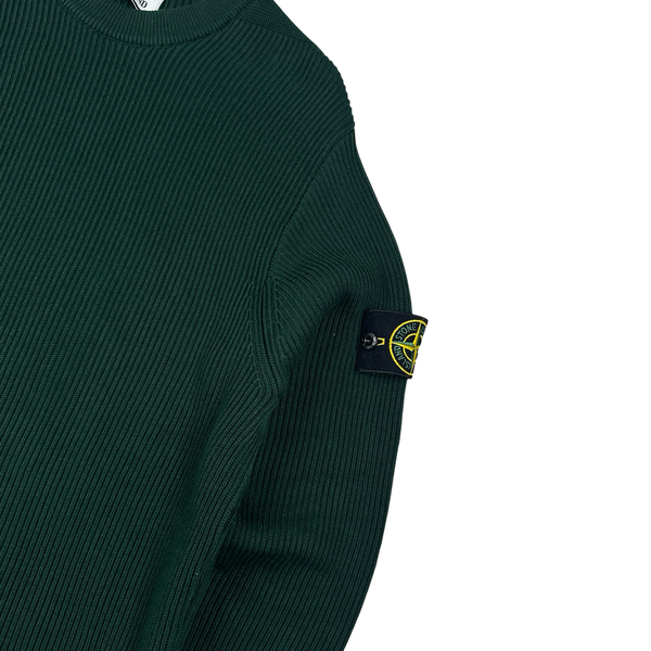 Stone Island Forest Green 2021 Ribbed Wool Crewneck - Medium