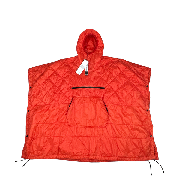 Stone Island 2019 Orange Garment Dyed Quilted Micro Yarn Poncho Pullover Jacket - Medium