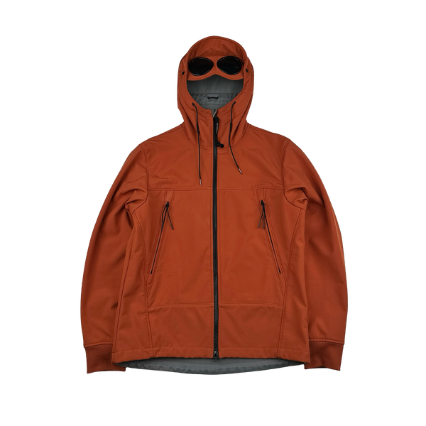 CP Company Burnt Orange Fleece Lined Goggle Soft Shell Jacket - Large