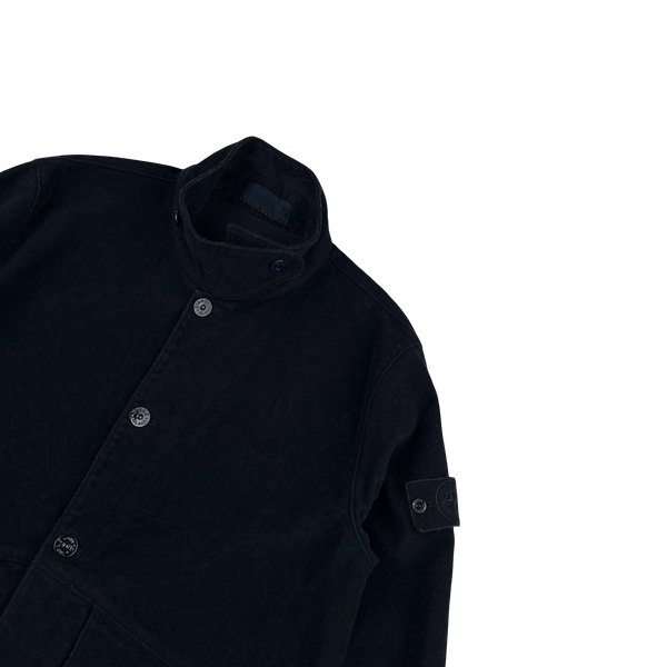Stone Island 2021 Navy Cotton Nylon Moleskin TC Ghost Jacket - Large