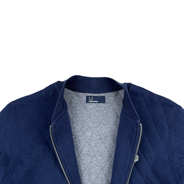 Fred Perry Navy Zipped Collared Jumper - Large