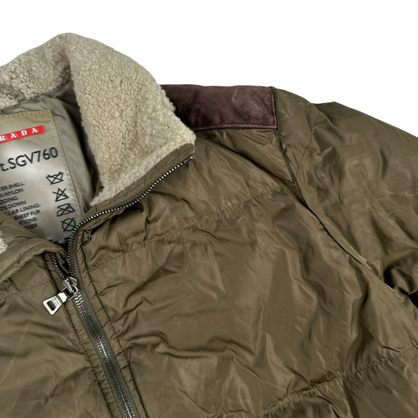 Prada Red Tab Shearling Puffer Jacket - XL