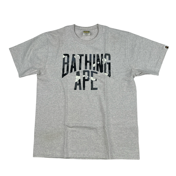 BAPE Spellout Camo Grey T Shirt -  Medium