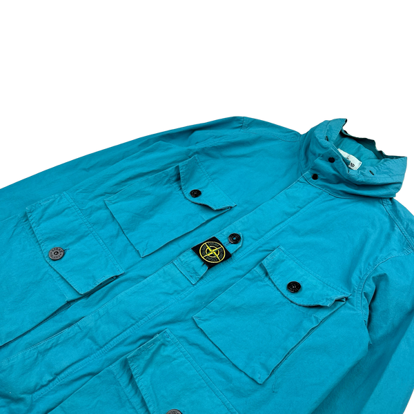 Stone Island 2020 Blue Cotton Cordura Centre Badge Field Jacket - Medium