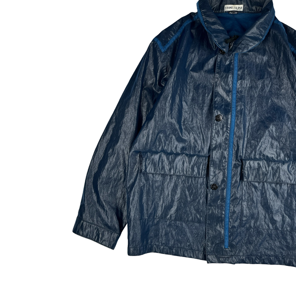 Stone Island 2001 Dark Blue Micro Felt Laminated Web Jacket - XXL