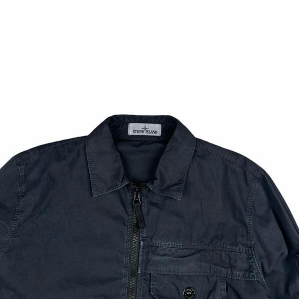 Stone Island 2020 Black Zipped Cotton Overshirt - Medium