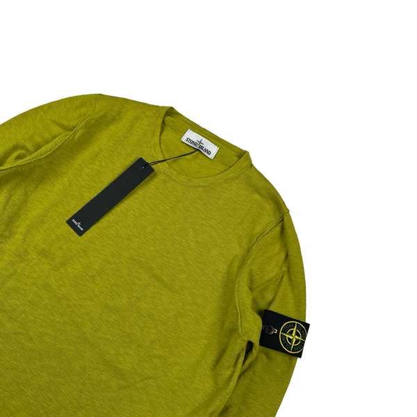Stone Island 2015 Chartreuse Cotton Knitted Crewneck Jumper - Small
