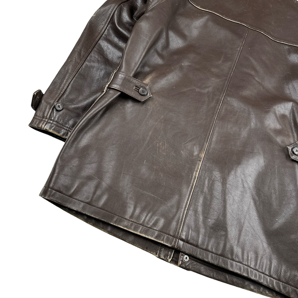 Ralph Lauren Brown Heavyweight Leather Jacket - Medium
