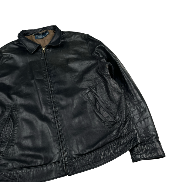 Ralph Lauren Black Heavyweight Leather Jacket - XL