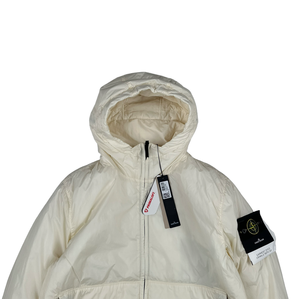 Stone Island 2025 White Garment Dyed Crinkle Reps NY Jacket - Large