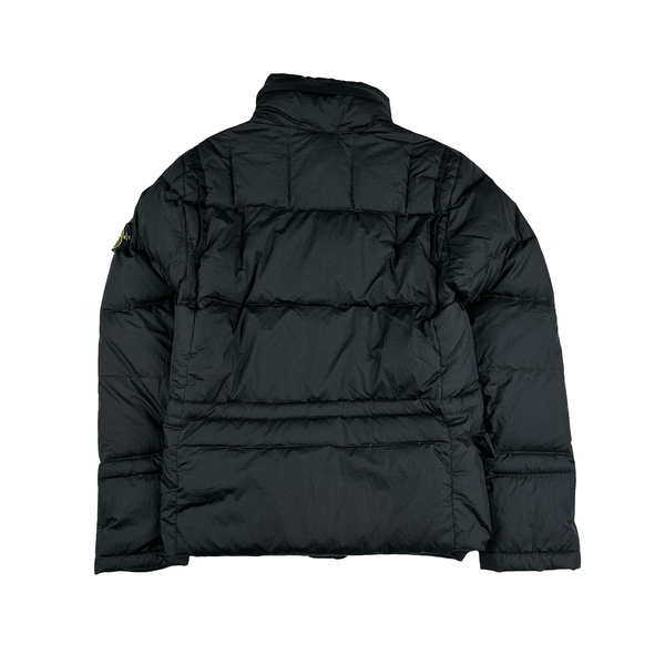 Stone Island 2009 Grey Opaque Nylon Tela Down Mesh Badge Puffer - Small