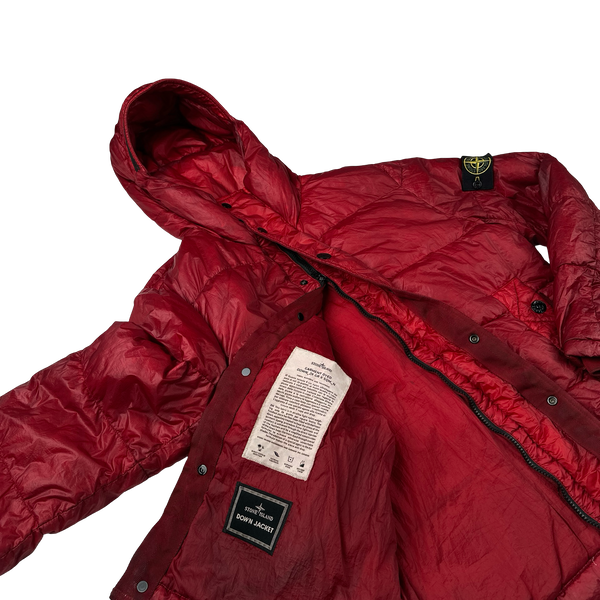 Stone Island 2011 Red Garment Dyed Down Filled Puffer Jacket - Large