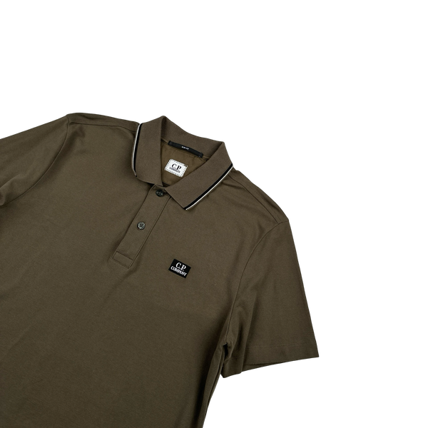 CP Company Khaki Cotton Short Sleeve Polo - Medium