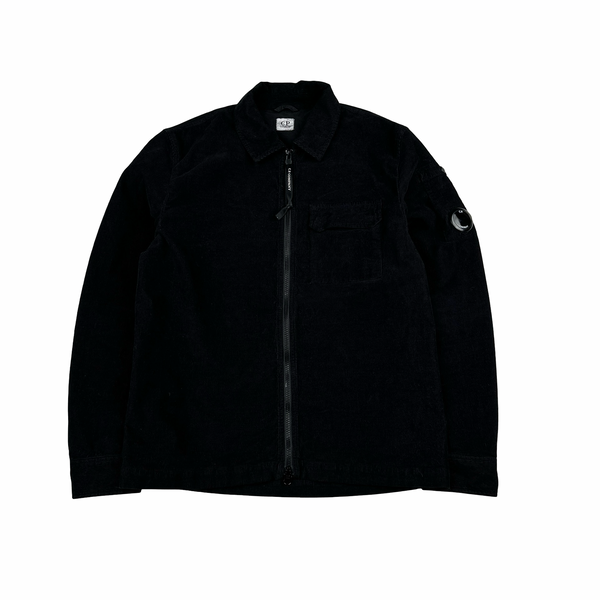CP Company Black Corduroy Zipped Shirt - Small