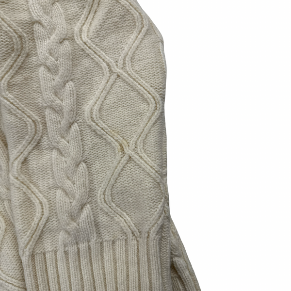 Paul & Shark Cream Fisherman High Neck Wool Blend Knitted Jumper - Large