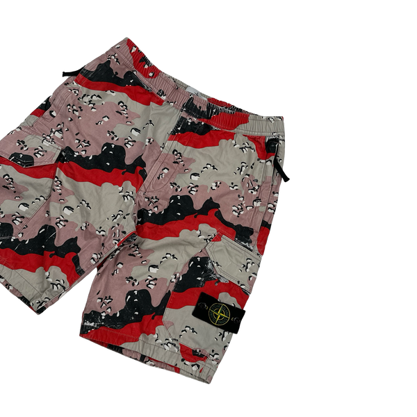 Stone Island 2020 3C+PU Desert Camo Cargo Shorts - 31"
