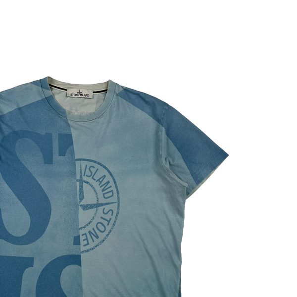 Stone Island Blue Two Tone Isola Di Pielia T Shirt - Large