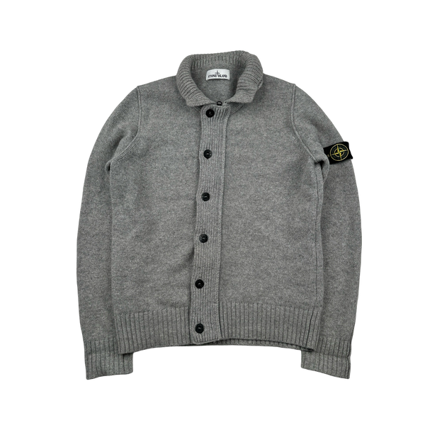 Stone Island 2015 Grey Lambswool Buttoned Knit Jumper - Medium