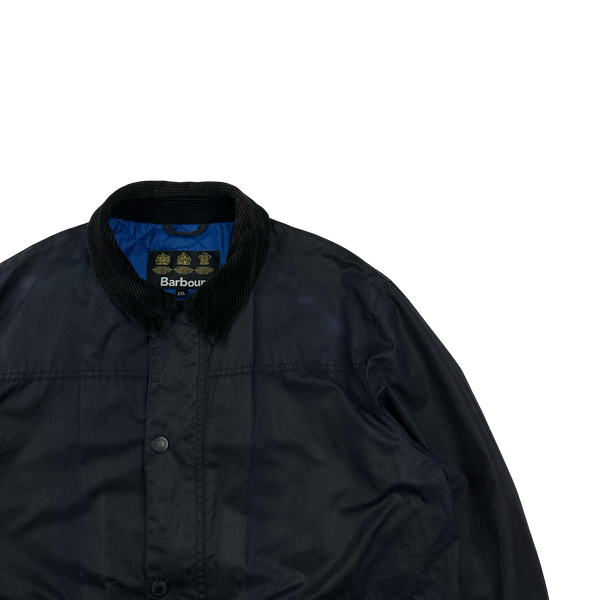 Barbour Navy Cotton Quilted Lined Wax Field Jacket - XXL