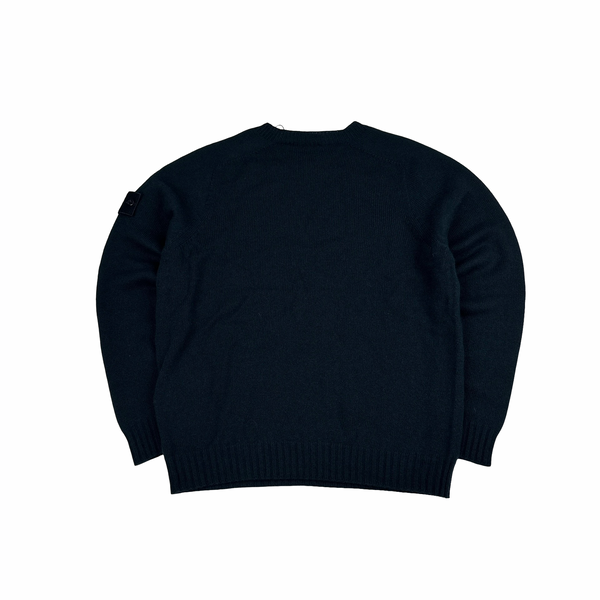 Stone Island 2025 Ghost Navy Cashmere Crewneck Knit Jumper - Large