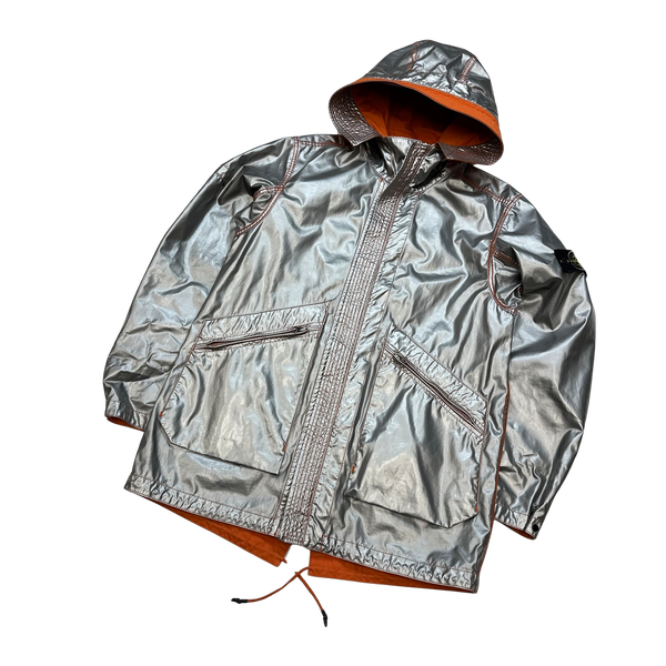Stone Island Reversible Silver Orange Spaceman Raso Gommato