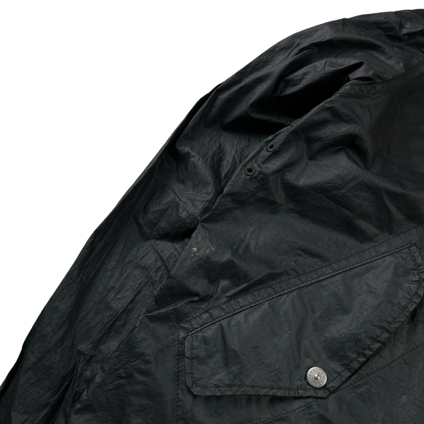 Stone Island 2005 Vintage Grey Nylon Zipped Spellout Collar Jacket - Medium