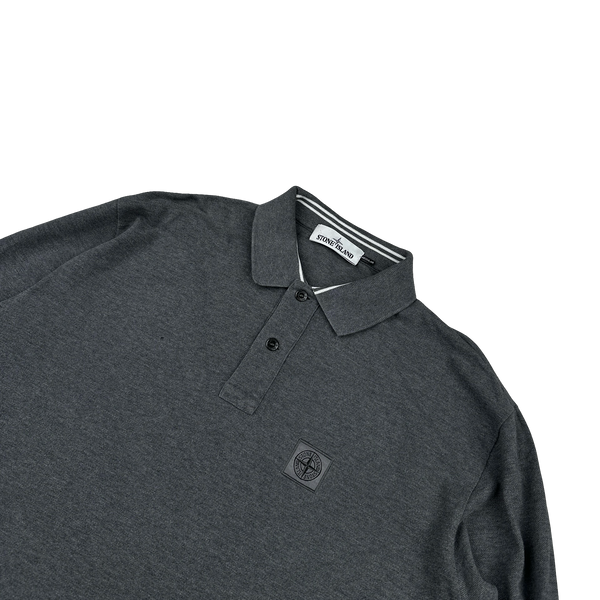 Stone Island Grey Cotton Long Sleeve Polo Shirt - XL