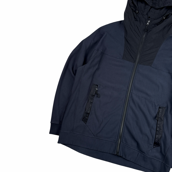 Stone Island 2024 Navy Nylon Hood Zipped Cotton Jumper - 3XL