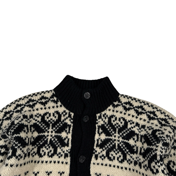 Ralph Lauren Wool Cable Knit Buttoned Cowichan Jumper - Large