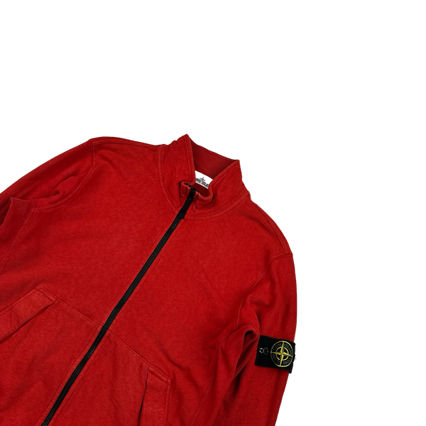 Stone Island 2014 Red Zipped Cotton Jumper - Large