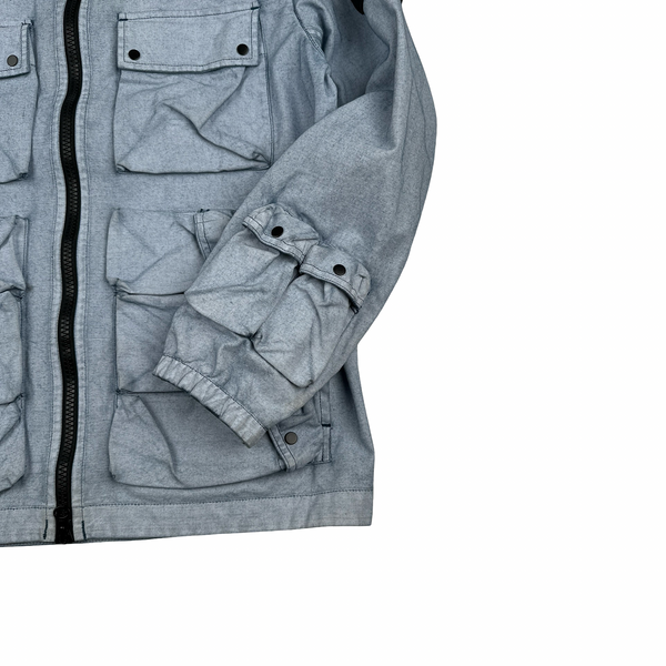 Stone Island 2019 Canvas Placcato Washed Blue Jacket - Medium