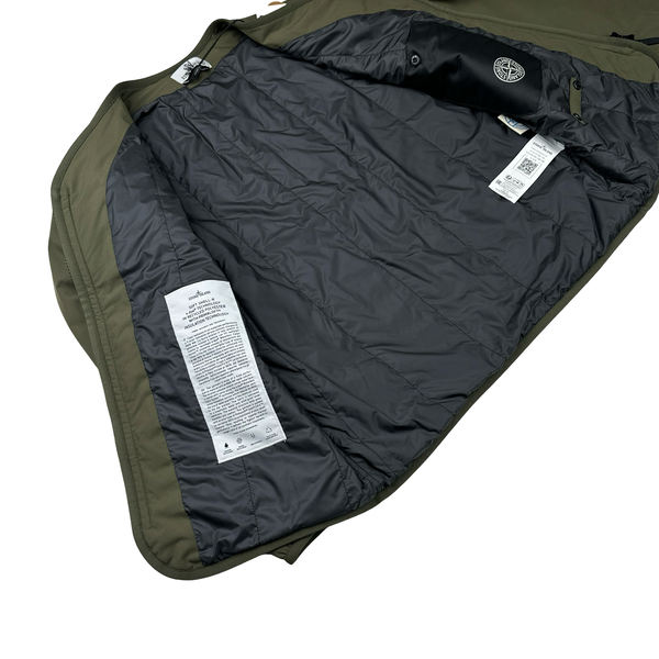 Stone Island 2023 Khaki Soft Shell R eDye Technology Primaloft Lined V Collar Jacket - Small