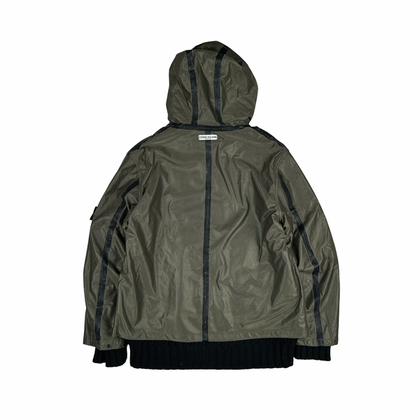 Stone Island 2008 Black Thick Wool Knit Nylon Liner 3 in 1 Jacket - XXL