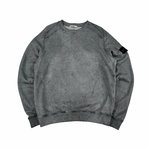 Stone Island Grey Dust Treatment Grey Cotton Sweatshirt - Large
