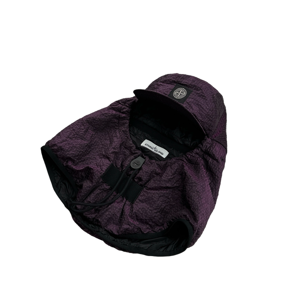 Stone Island Purple Nylon Metal Poplin 3D Effect Primaloft Cap Snood