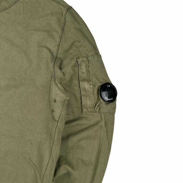 CP Company Khaki Cotton Lens View Crewneck Jumper - Large