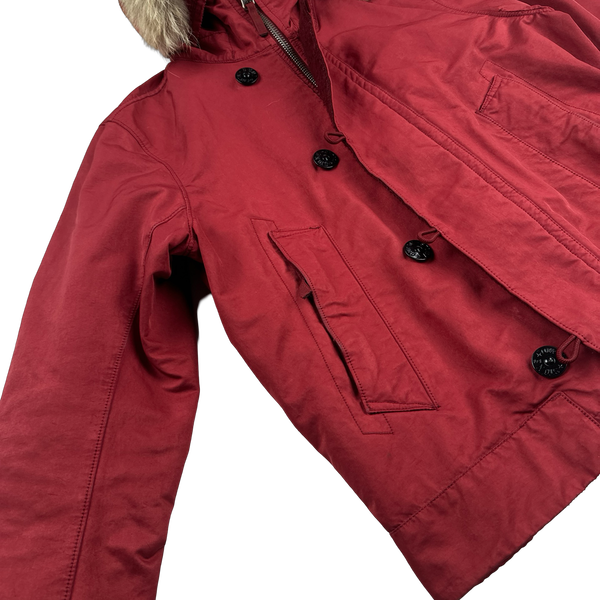 Stone Island 2015 Silver Sherling Liner Coyote Fur Hood David TC Jacket - Small