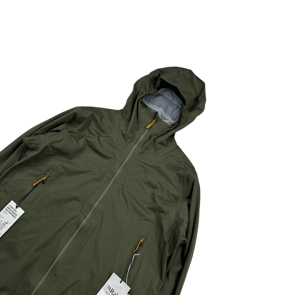 RAB Khaki Kinetic 2.0 Waterproof Lightweight Rain Jacket - Medium