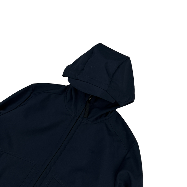 Stone Island Navy Hooded Soft Shell R Jacket - Small