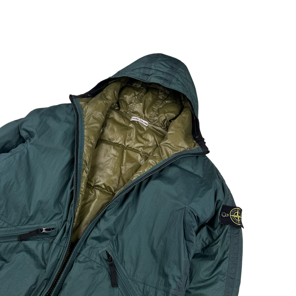 Stone Island 2009 Green Down Filled Padded Mesh Badge Jacket - Large