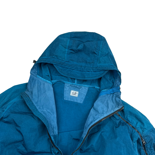 CP Company Blue Chrome Nylon Zipped Hooded Jacket - XL