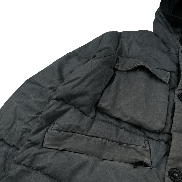 Stone Island 2018 Grey Lino Resinato Down-TC Puffer Jacket - XXL